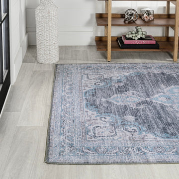 Wincer Chenille Cottage Medallion Machine-washable Area Rug